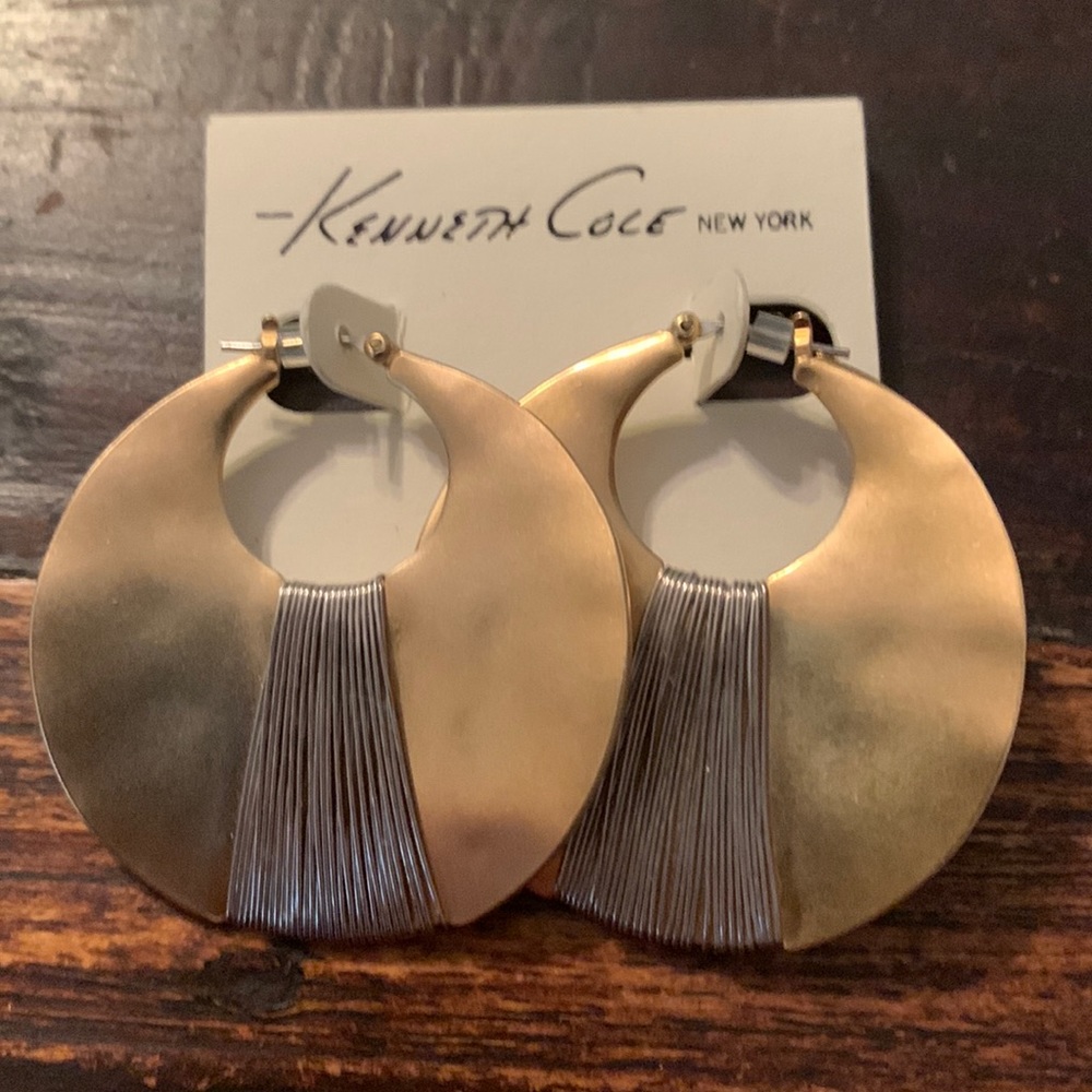 Kenneth Cole matte gold wire wrapped hoop earrings